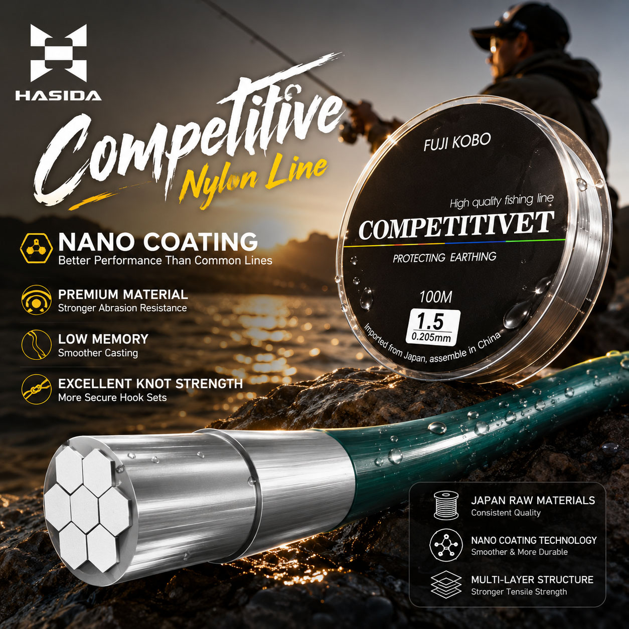 HASIDA FUJI KOBO Nylon Impor J - Copolymer Line ulasan dan harga